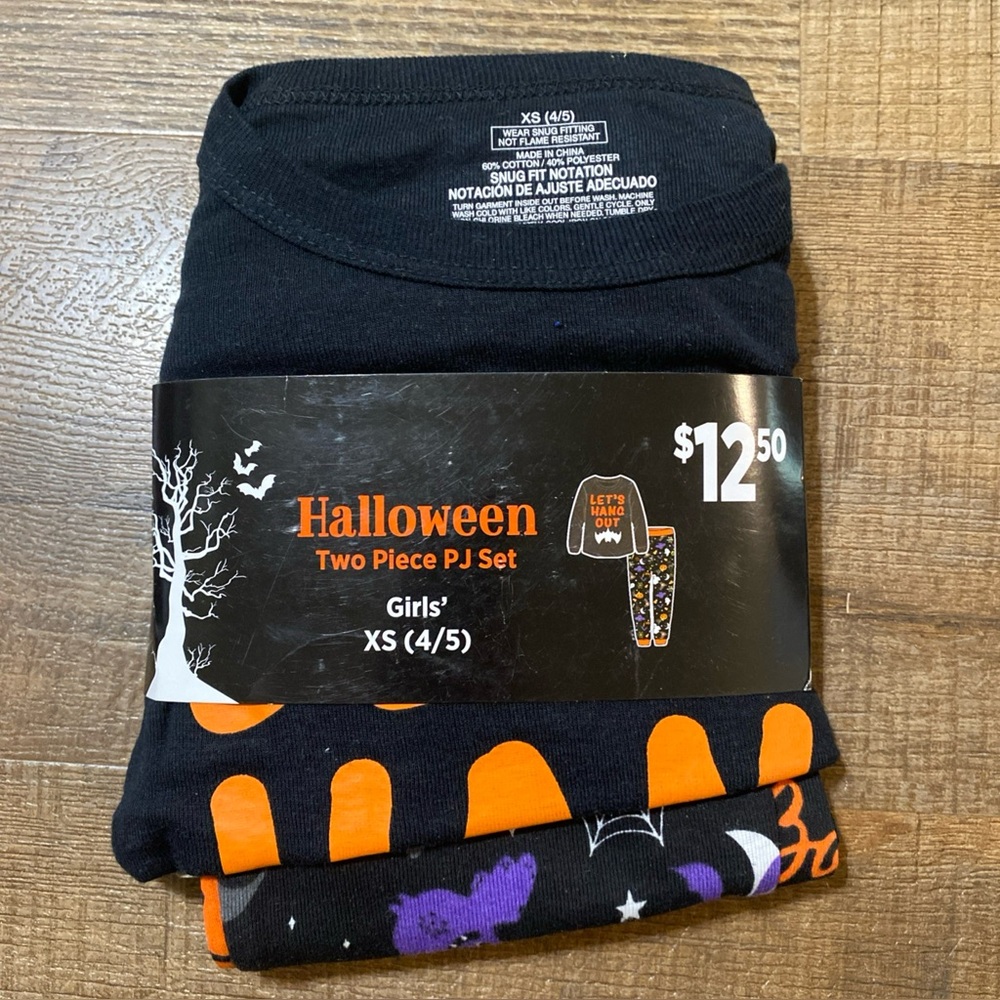 Kids Halloween Pajama Set 2pc Girls XS(4-5) Let’s Hang Out